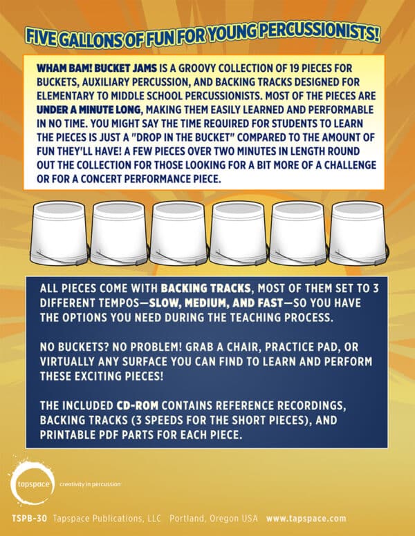 Wham Bam! Bucket Jams - back cover Wham Bam! Bucket Jams - back cover