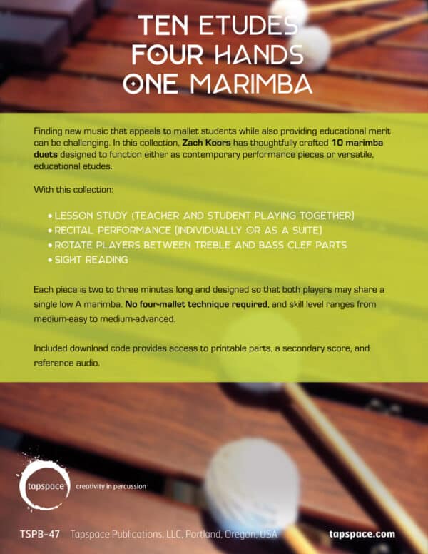 10 Etudes for Marimba & Four Hands - back cover 10 Etudes for Marimba & Four Hands - back cover