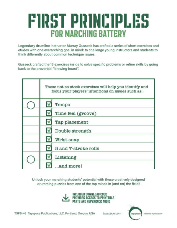 First Principles for Marching Battery - back cover First Principles for Marching Battery - back cover